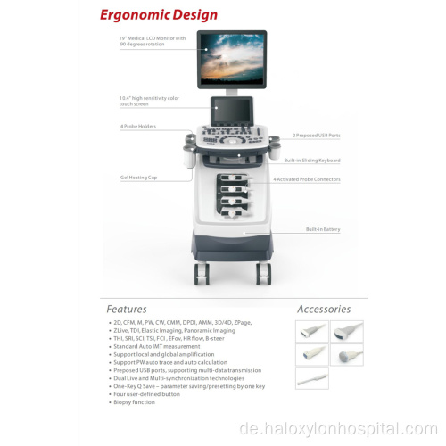 Medizinische diagnostische 3/d 4/d Ultraschall -Wireless -Farbdoppler